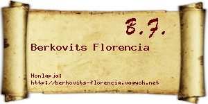 Berkovits Florencia névjegykártya
